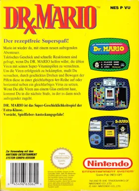 Dr. Mario (USA) (Beta 2) box cover back